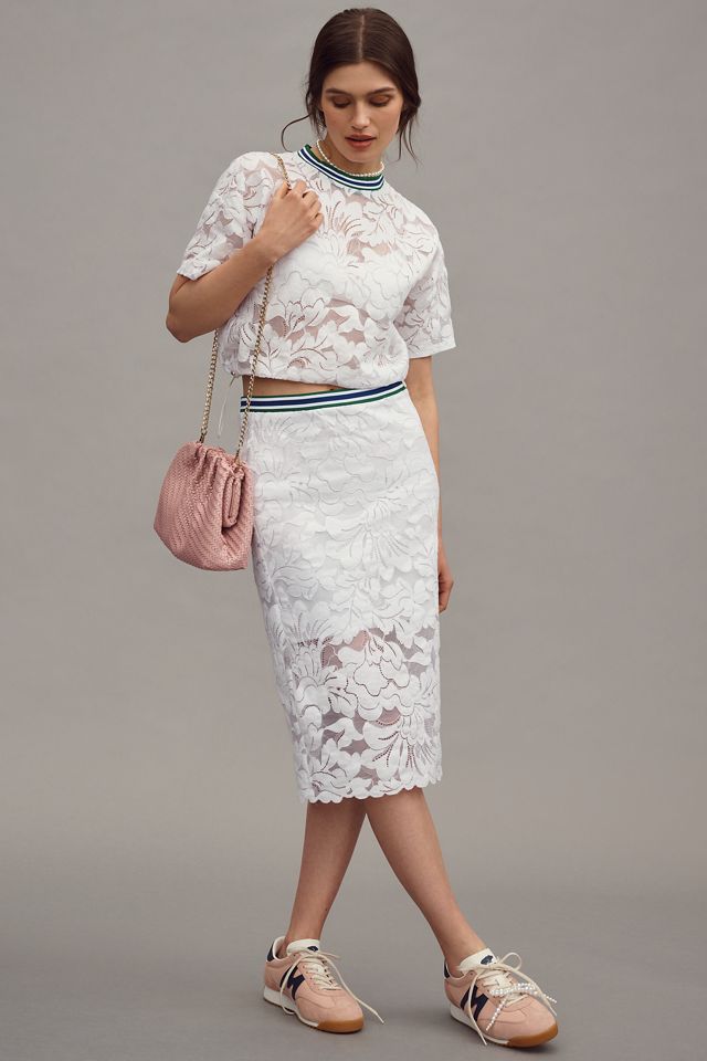 Maeve Short-Sleeve Lace Pullover Top #3