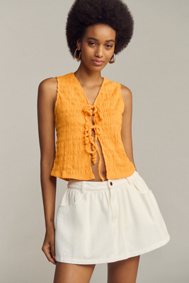 By Anthropologie Front-tie Tank Top In Yellow