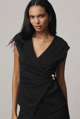 Maeve Hardware Wrap Top In Black