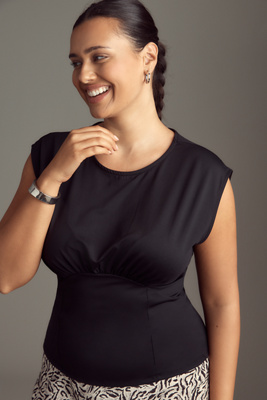 Maeve Shirred Corset Top In Black