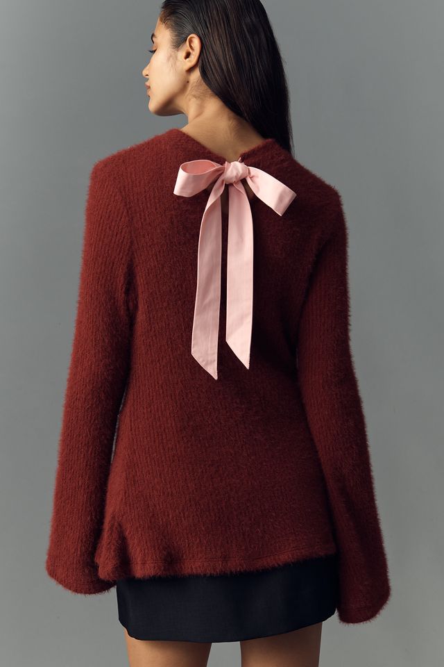 Maeve Tie-Back Bell-Sleeve Sweater #3