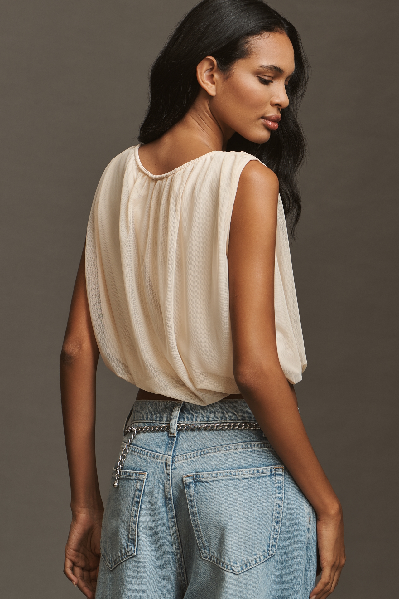 By Anthropologie Mesh Bubble Muscle Top