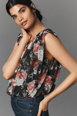 By Anthropologie Mesh Bubble Muscle Top In Multi