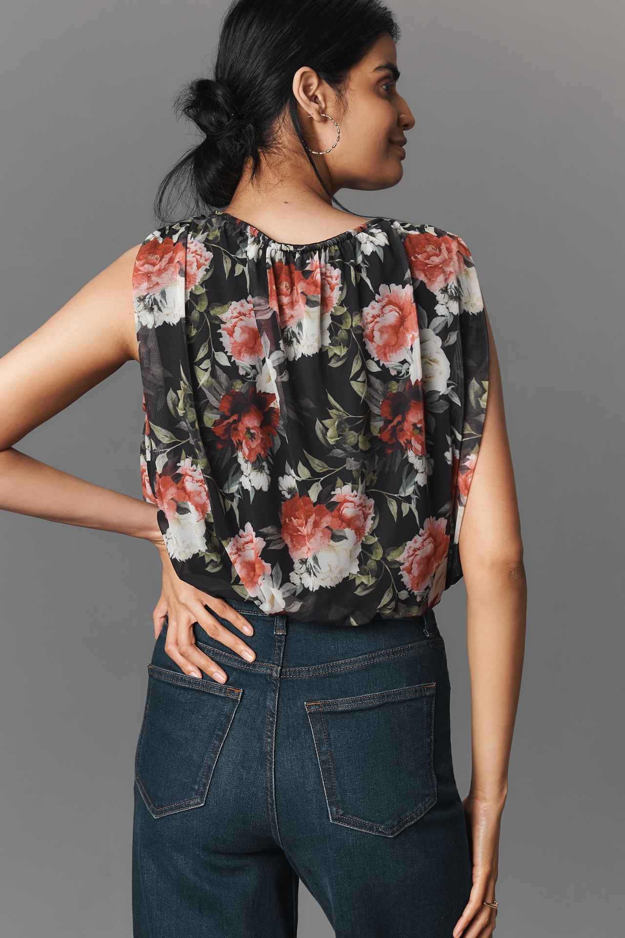 By Anthropologie Mesh Bubble Muscle Top