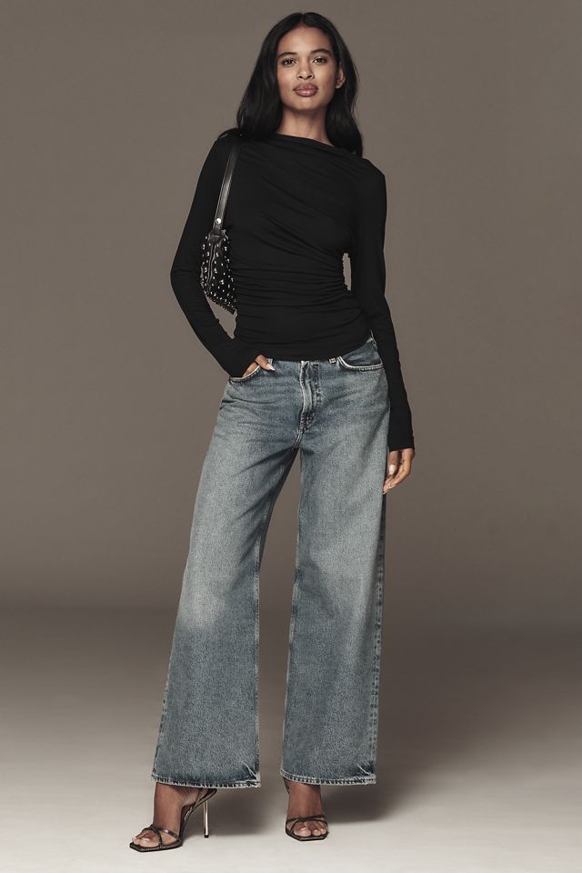 By Anthropologie Long-Sleeve Asymmetric Ruched Top #1
