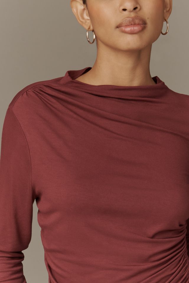 By Anthropologie Langarm-Asymmetrisches Gerafftes Oberteil #3