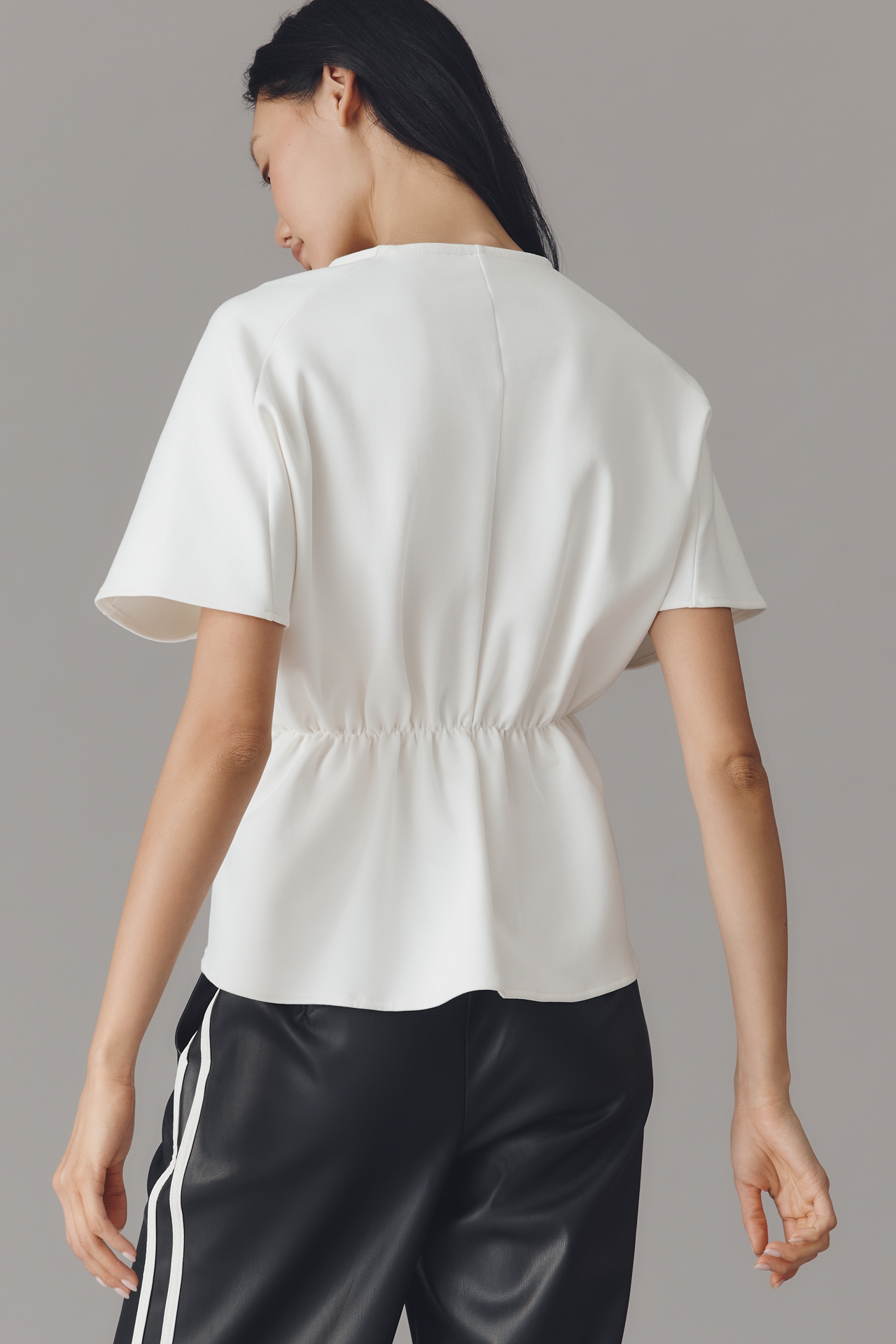 By Anthropologie Pleated Peplum Short-Sleeve Top