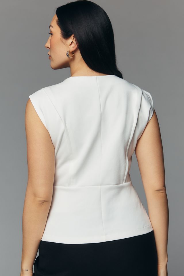 Maeve Sleeveless Structured V-Neck Top #5