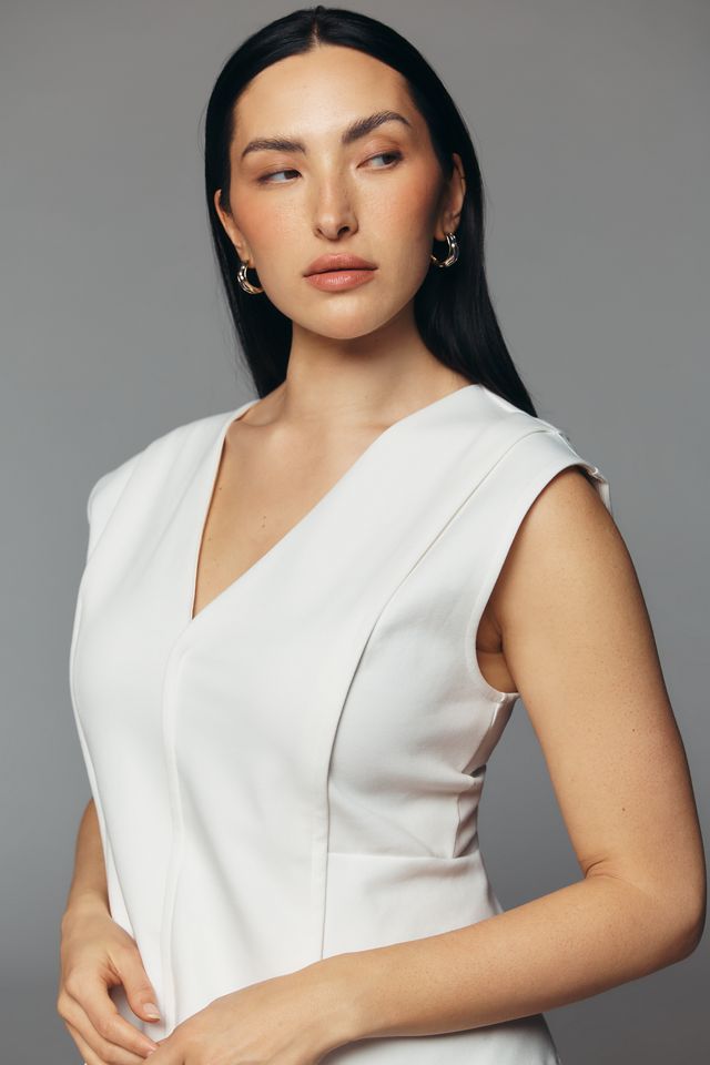 Maeve Sleeveless Structured V-Neck Top #6