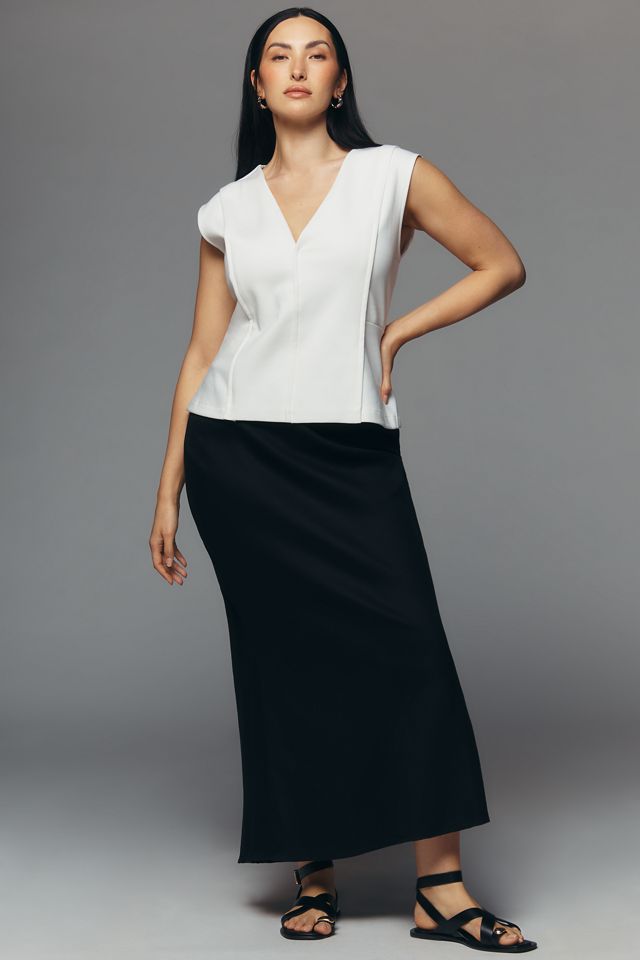 Maeve Sleeveless Structured V-Neck Top #7