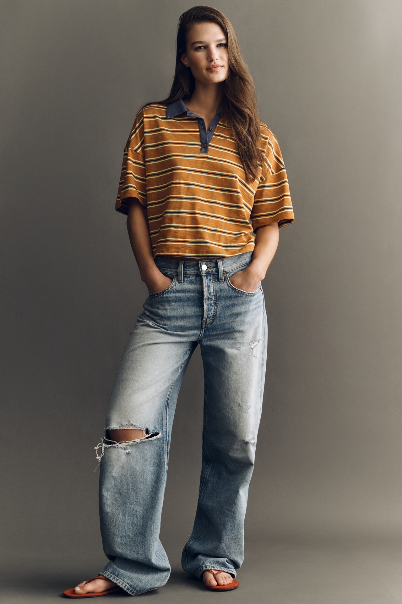 Pilcro Short-Sleeve Polo Top