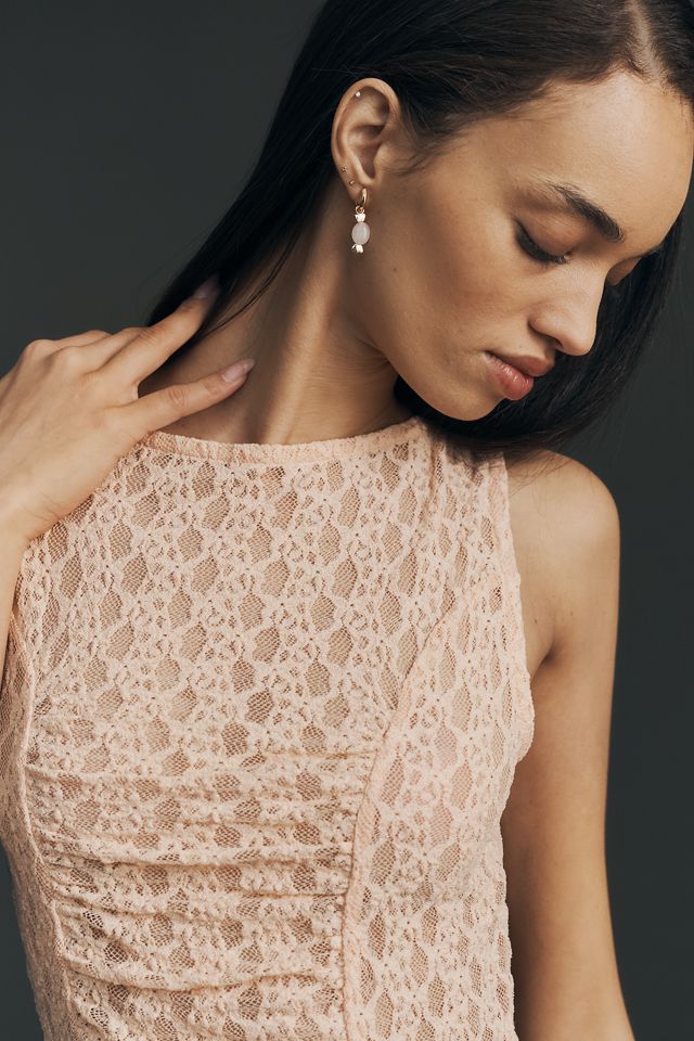 By Anthropologie Ruched Lace Tank #1