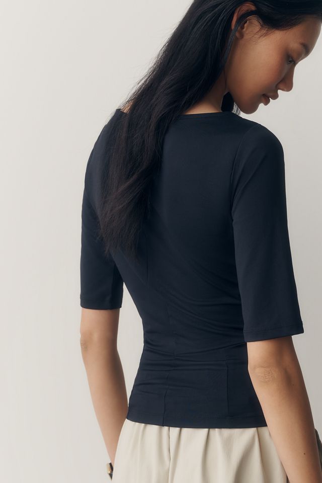 Maeve Ruched Boat-Neck Top #2