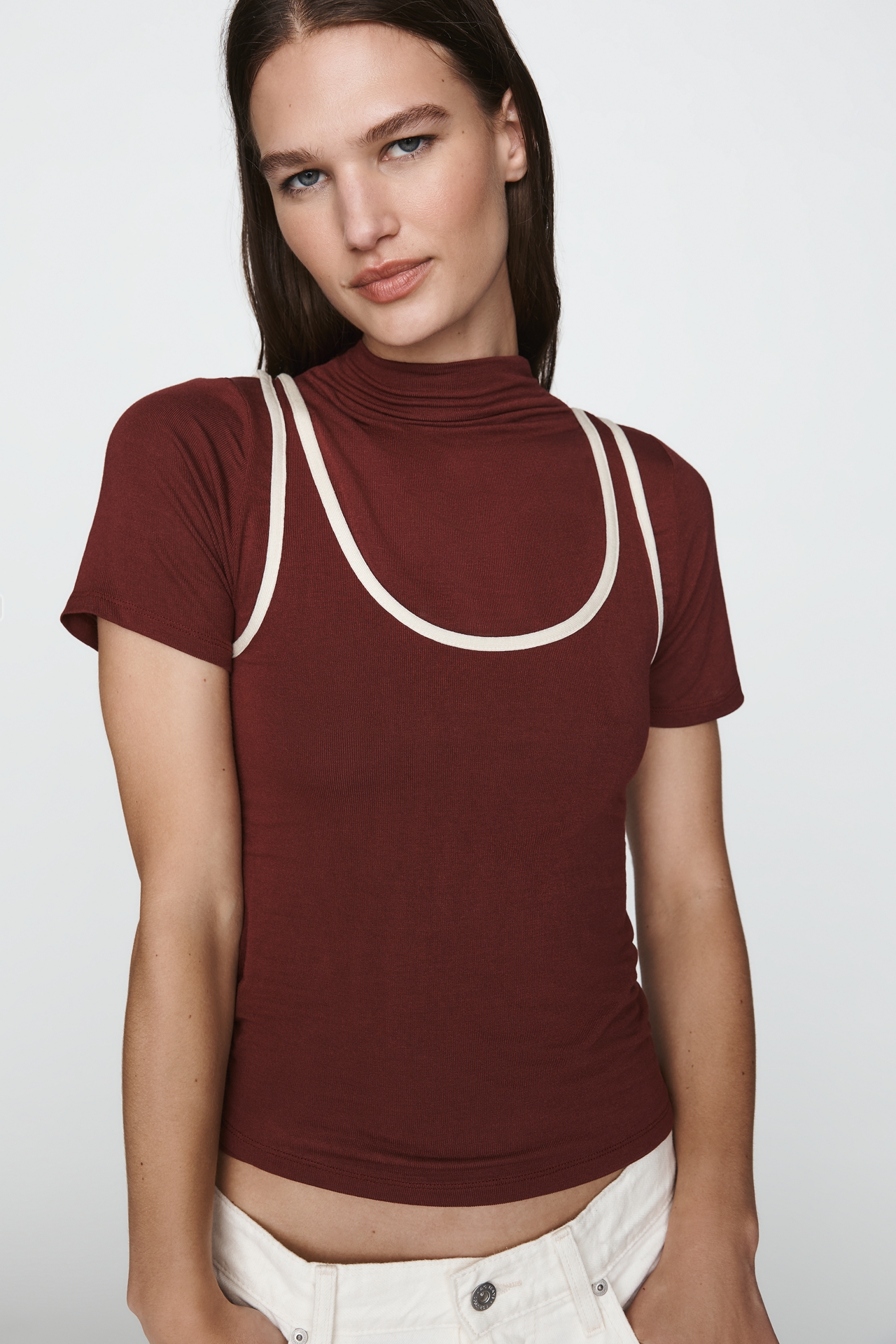 By Anthropologie Contrast Piped Tee