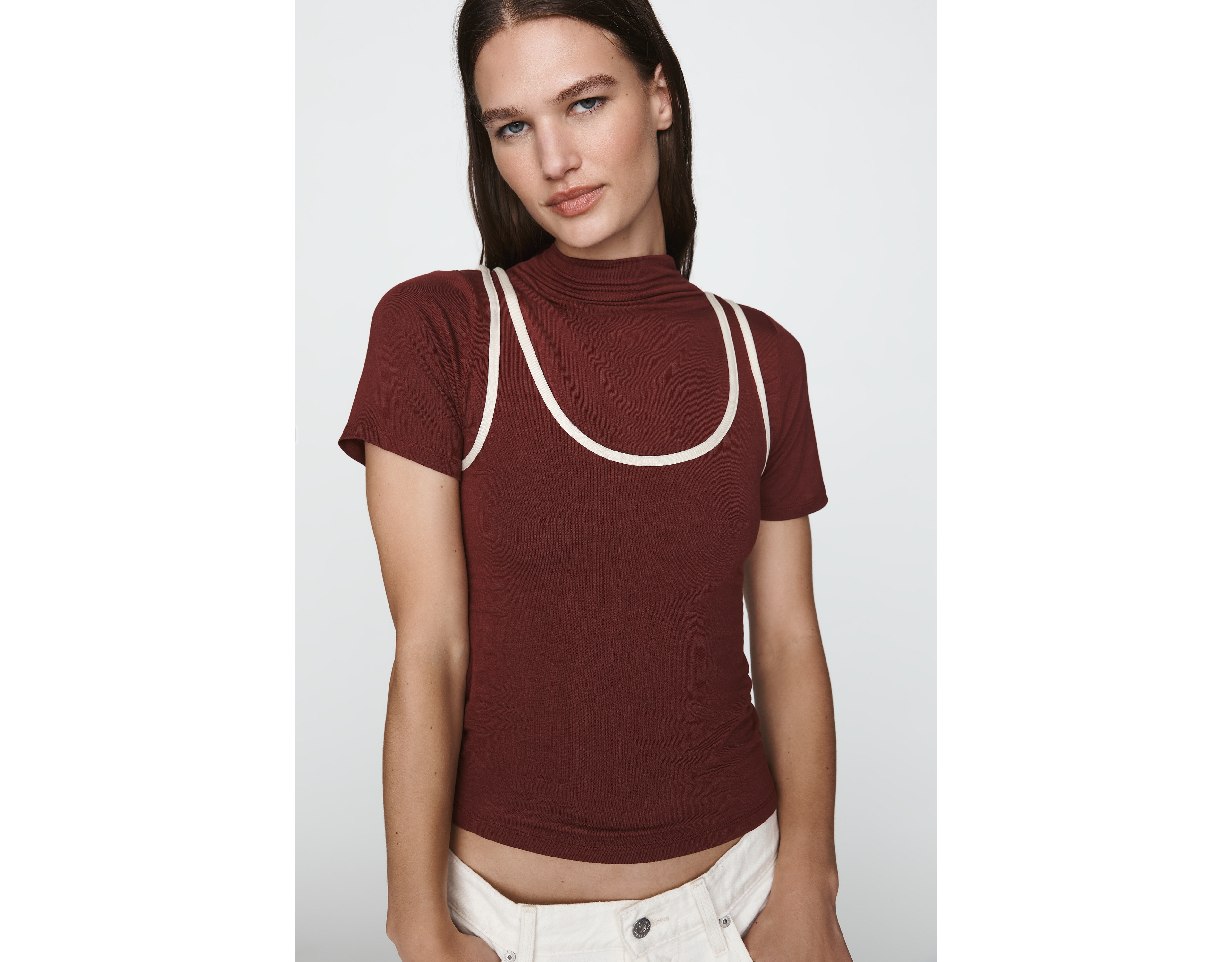 By Anthropologie Contrast Piped Tee