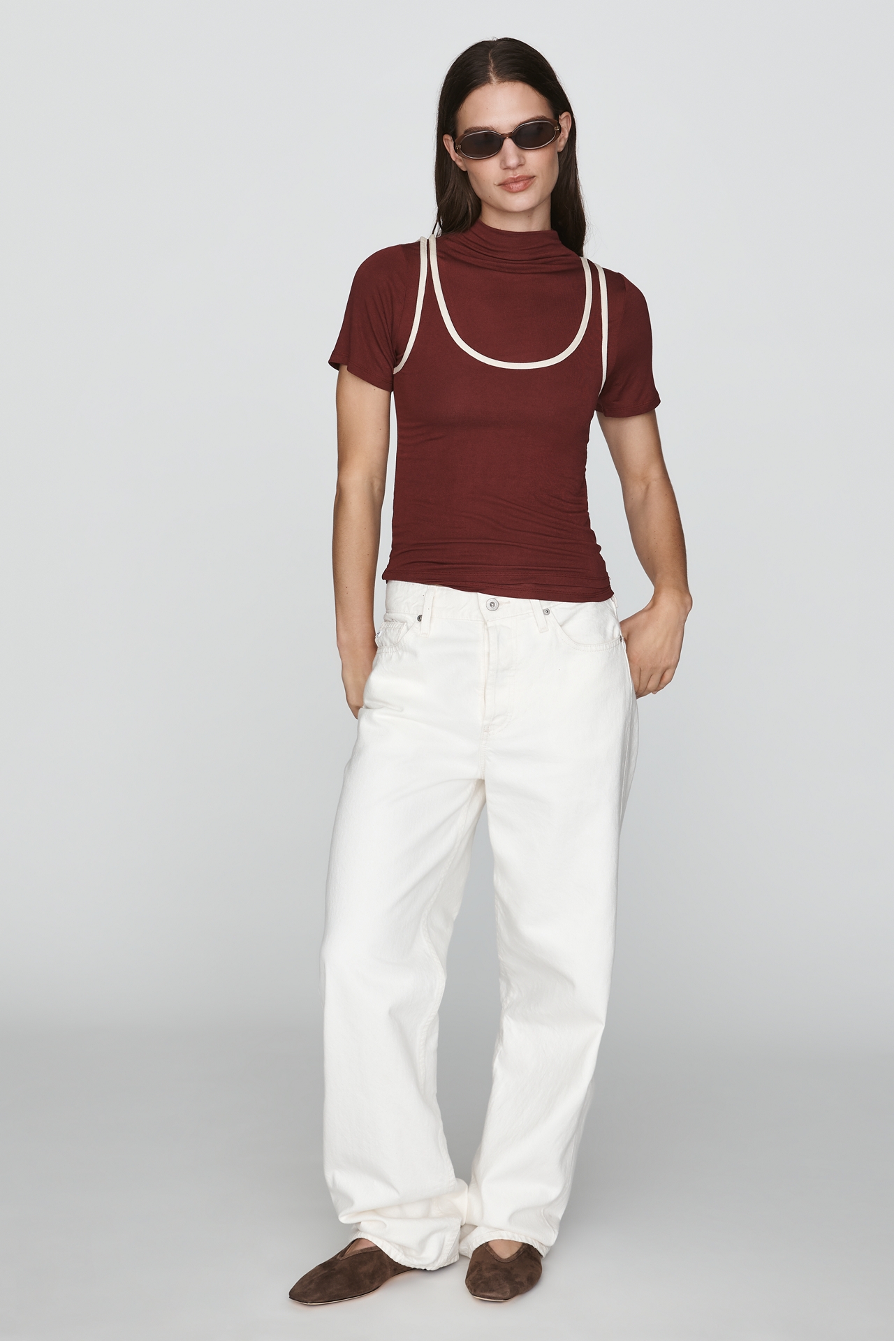 By Anthropologie Contrast Piped Tee