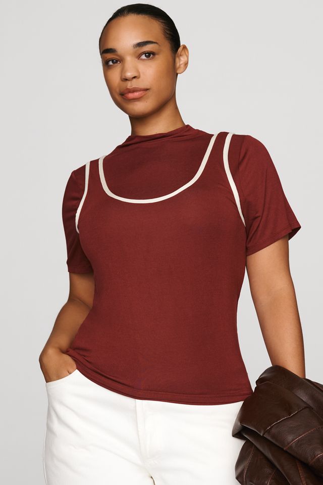 By Anthropologie Contrast Piped Tee #4