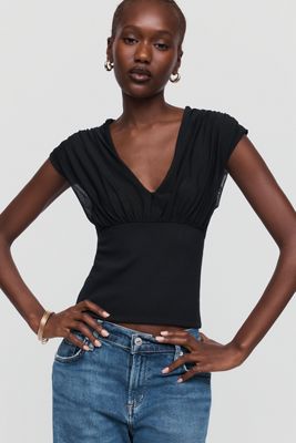 By Anthropologie Plunge-Neck Banded Top