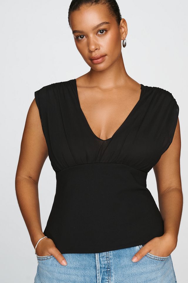 By Anthropologie Plunge-Neck Banded Top #4