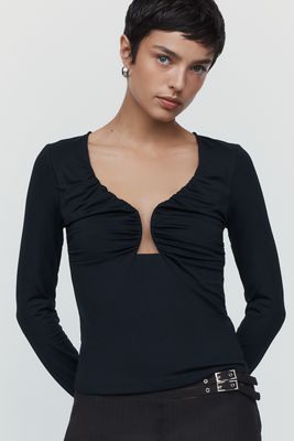 Maeve Plunge Long Sleeve Top