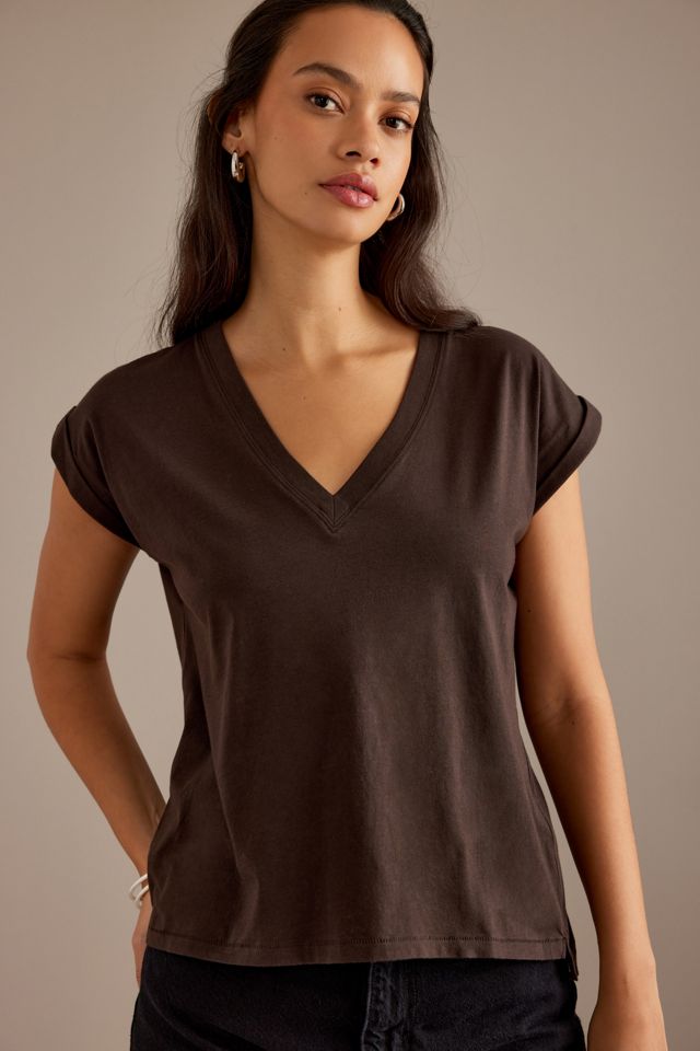 FRAME Einfaches V-Ausschnitt T-Shirt #1