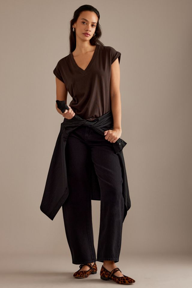 FRAME Einfaches V-Ausschnitt T-Shirt #2