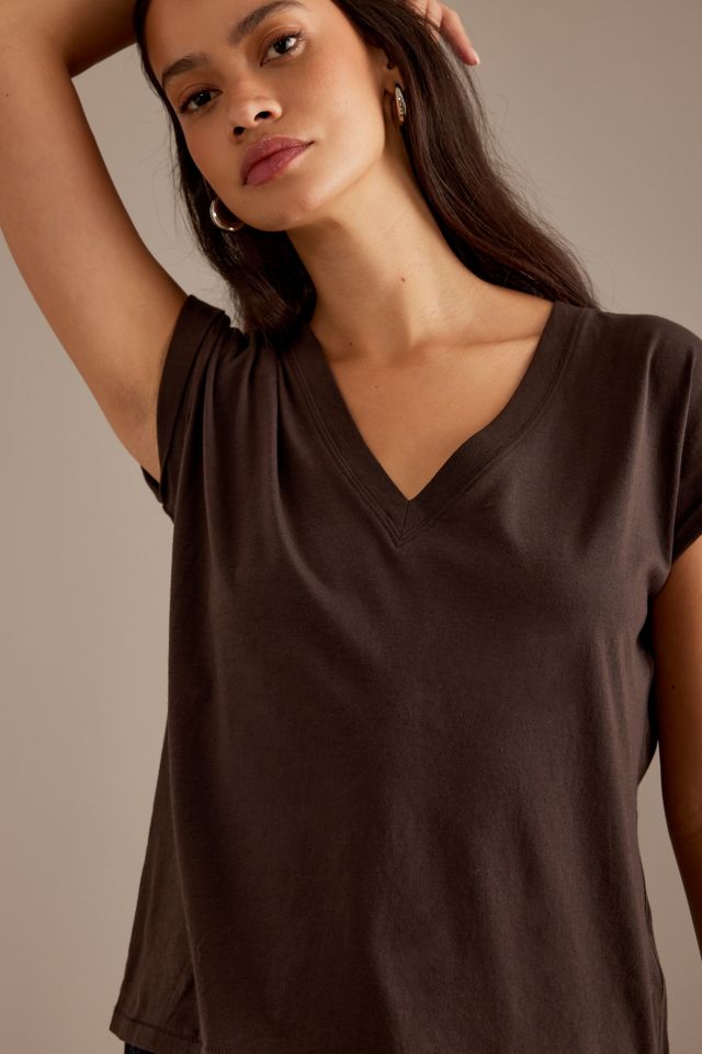 FRAME Einfaches V-Ausschnitt T-Shirt #3