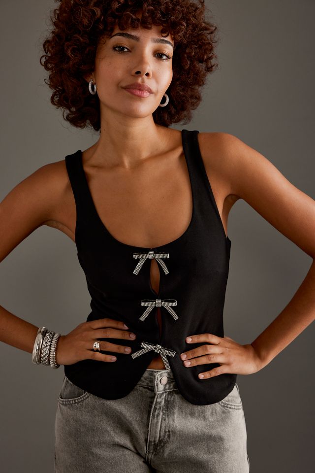 Haut Corset Nœud Diamanté Par Anthropologie #5