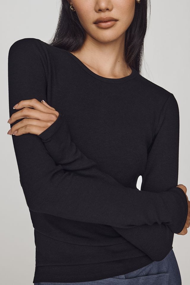 Elodie Noir Lace-Back Ribbed Top #3