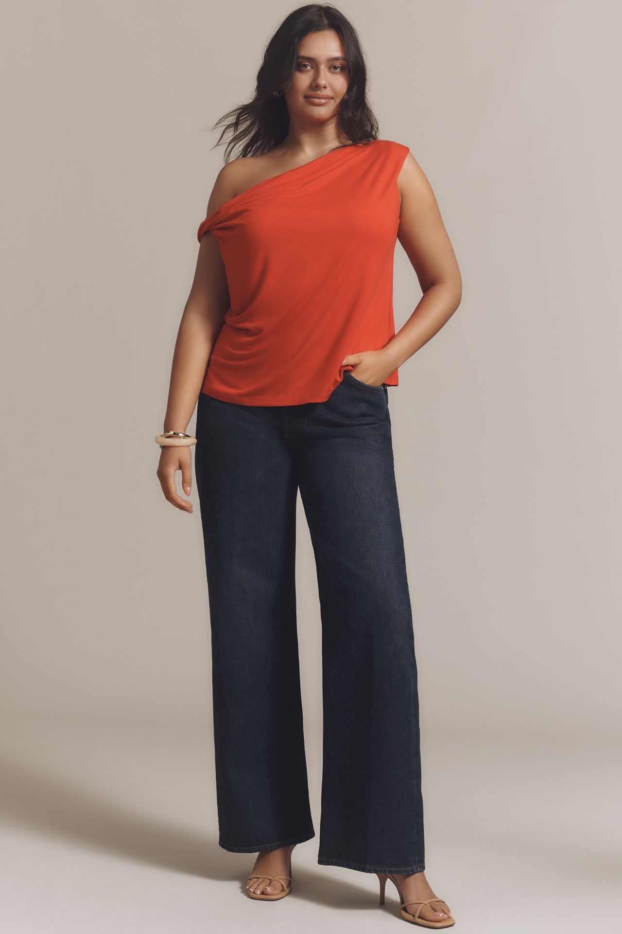 Eloquii Plus Asymmetric Twist-Sleeve Top