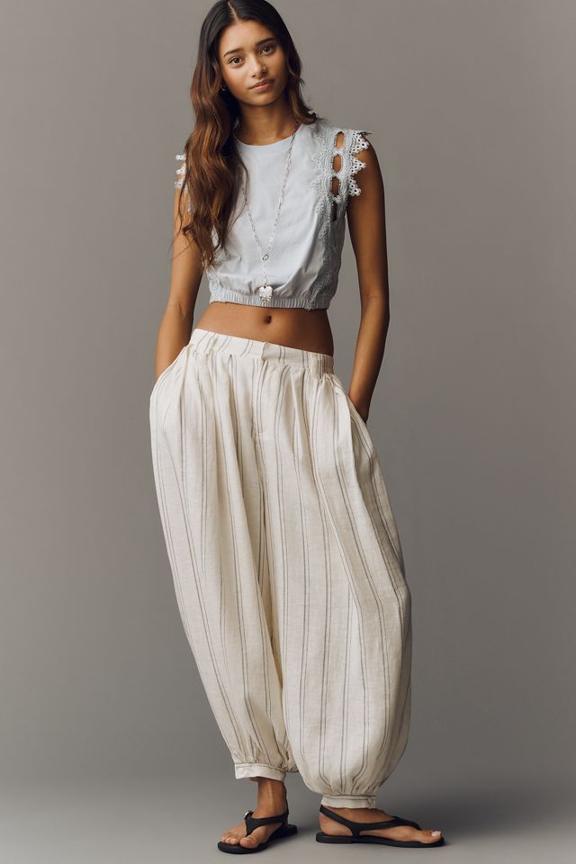 Ollari Lace Trim Cutout Bubble Top | Anthropologie