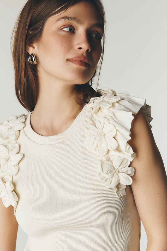 Ollari Fluttered Floral Tank #1