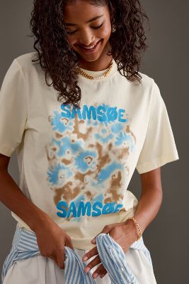 Shop Samsoe & Samsoe Samsoe Samsoe Sadalila Graphic T-shirt In Gold