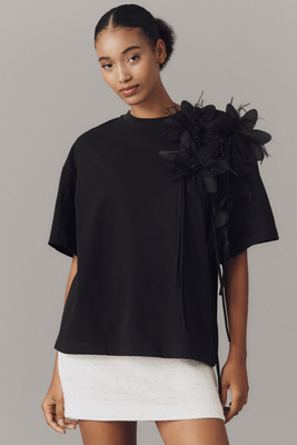 Essentiel Antwerp Ibiscus Feather Top In Black