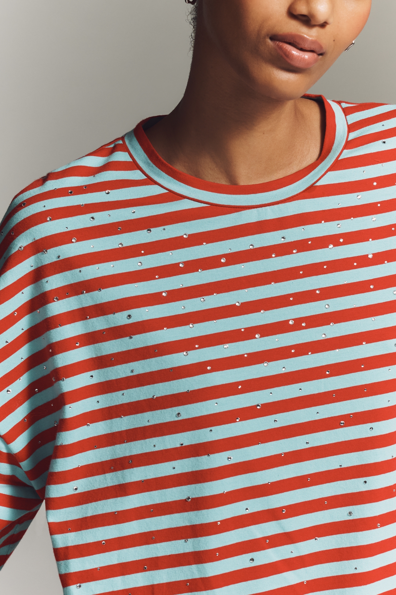 Essentiel Antwerp Josie Rhinestone Striped T-Shirt