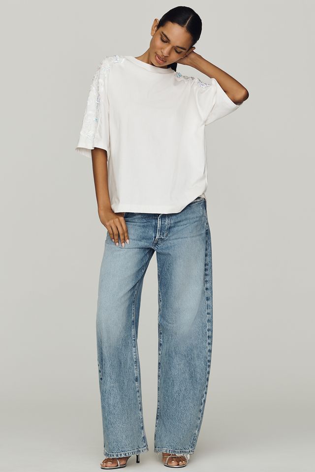 Essentiel Antwerp Jangoo Cotton Sequin-Sleeve Tee #3