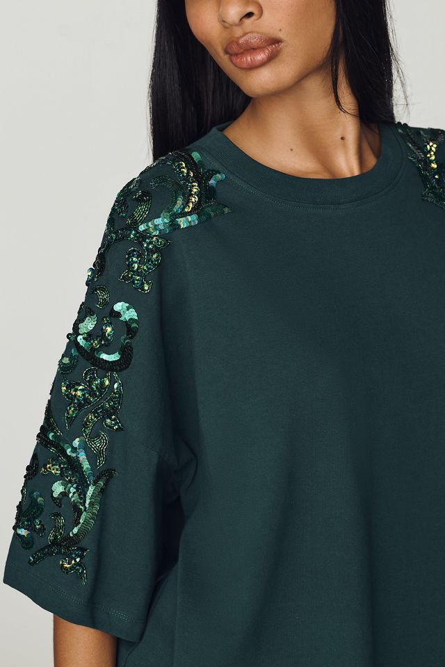 Essentiel Antwerp Kangoo Cotton Sequin-Sleeve Tee #1