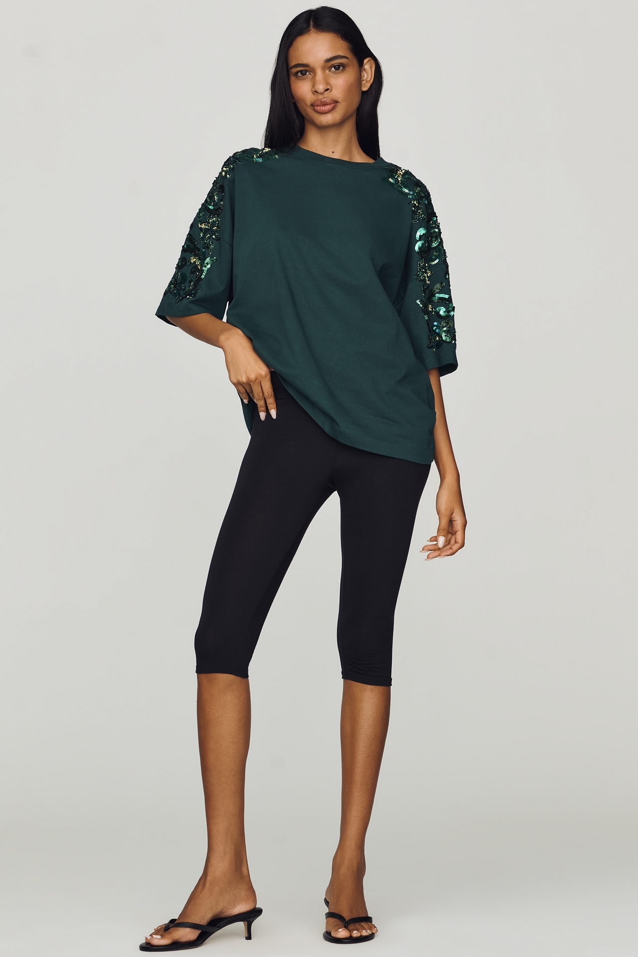 Essentiel Antwerp Kangoo Cotton Sequin-Sleeve Tee