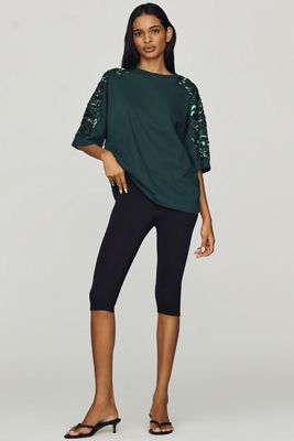 Essentiel Antwerp Kangoo Cotton Sequin-Sleeve Tee