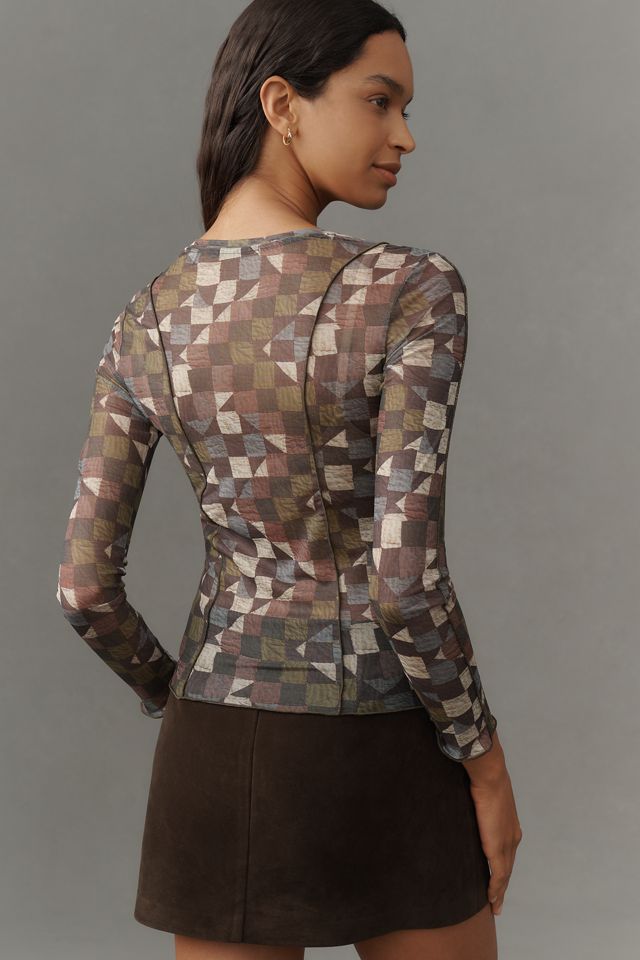 Scotch & Soda Printed Seamed Long-Sleeve Top #1
