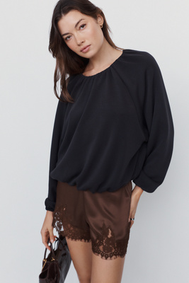 Scotch & Soda Gathered Modal Sweatshirt In Black