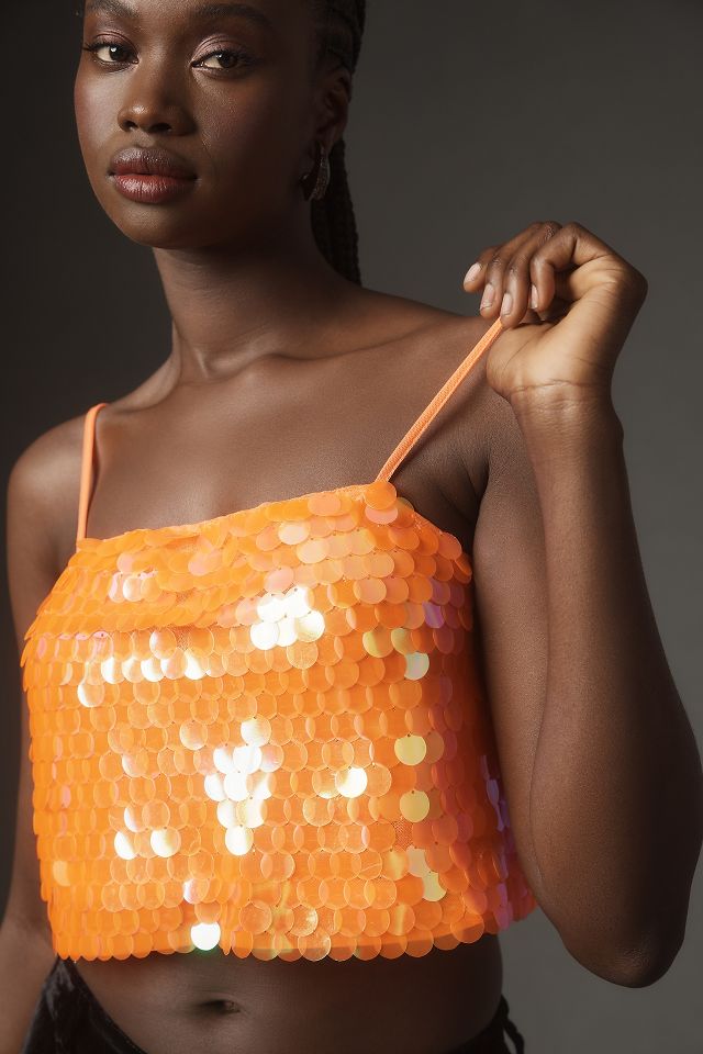 Orange 2024 sequin top