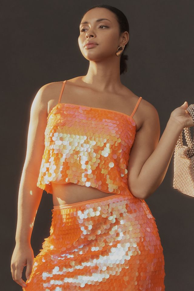 By Anthropologie Neon Sequin Crop Tank #4
