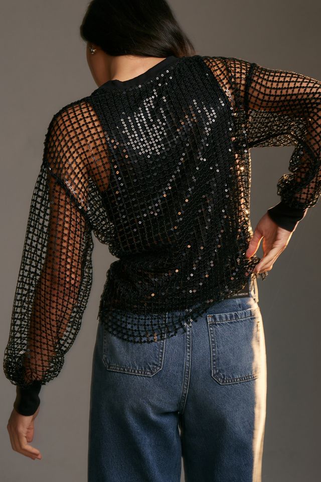 Pilcro Long-Sleeve Sequin Top #1