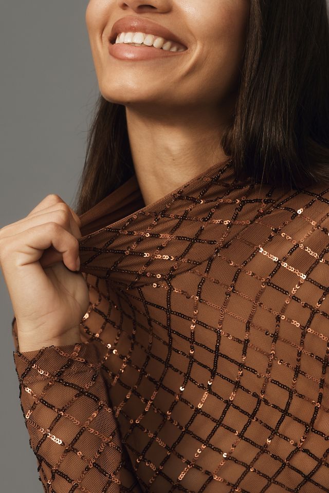 Turtleneck on sale sequin top