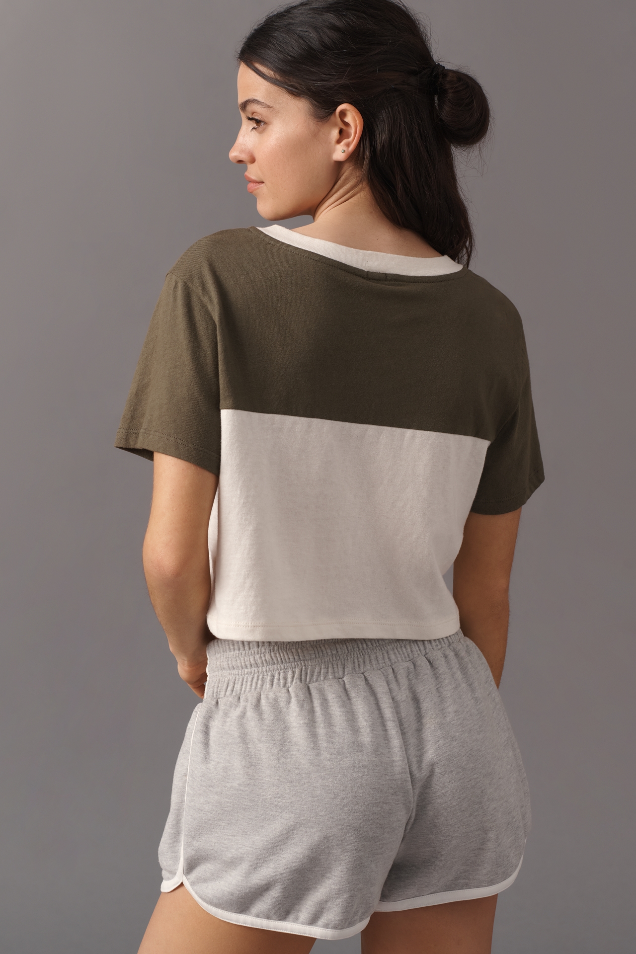 RE/DONE Cotton V-Neck Crop Tee
