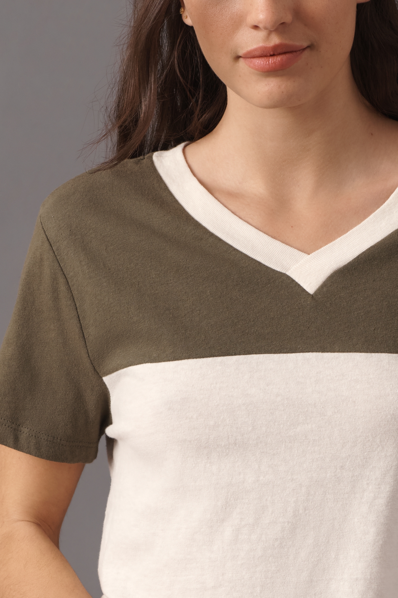 RE/DONE Cotton V-Neck Crop Tee