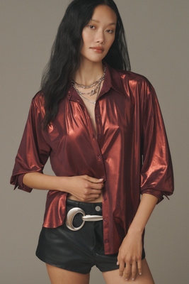 By Anthropologie Shine Buttondown Shirt In Red