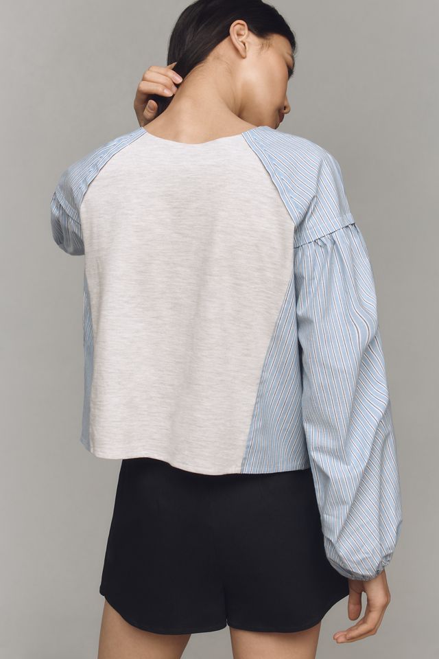 Maeve Draped-Sleeve Twofer Top #1