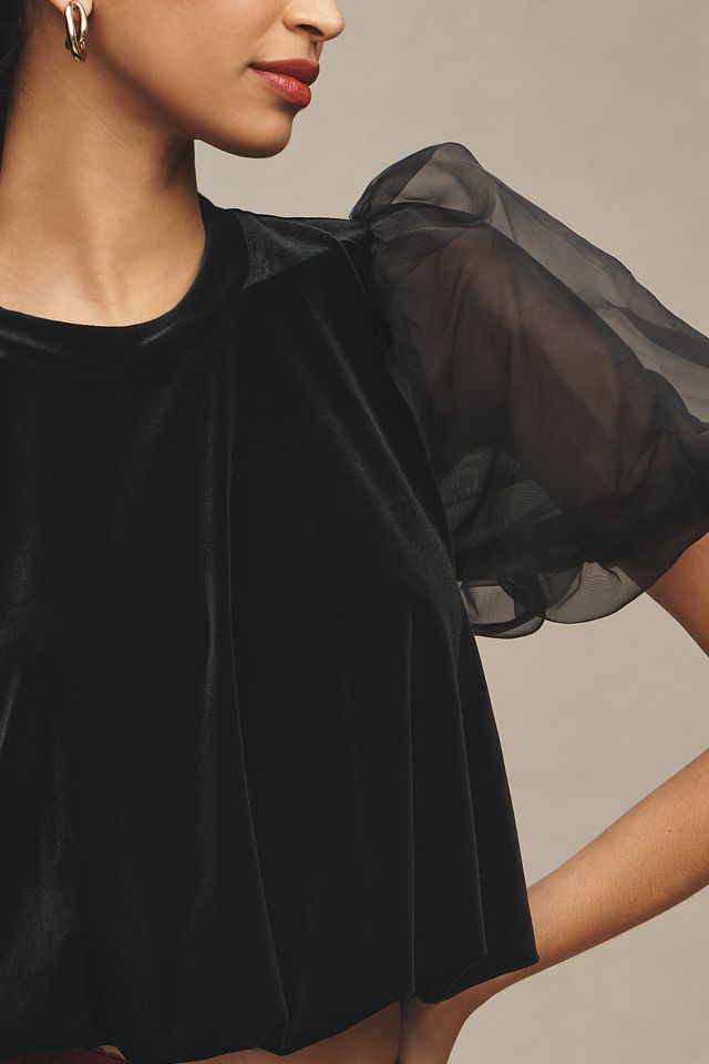 Maeve Puffärmel-Samt-Bluse #3